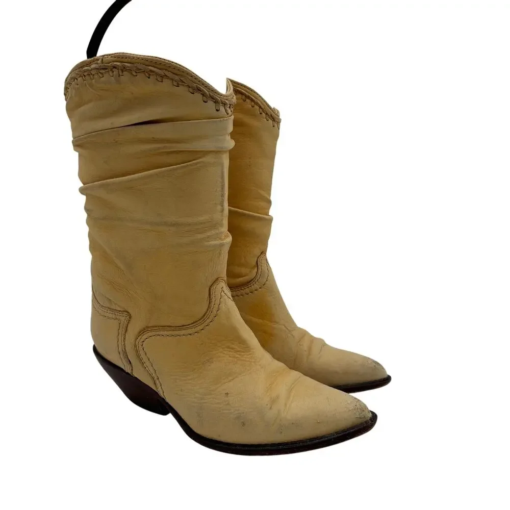Vintage Zodiac USA Slouchy Leather Boots Women's 6.5 Cowboy Western Boho